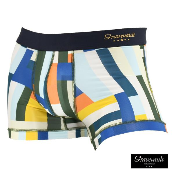 GRAVEVAULT グレイブボールト ボクサーパンツ ショートボクサー モダン ストライプ 幾何学...