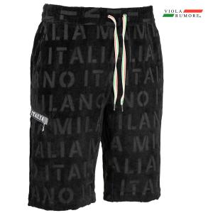 VIOLA rumore ヴィオラルモーレ ビオラ ショーツ パイル ジャガード ショートパンツ ロゴ柄 ボトム mens メンズ(ブラック黒) 01303