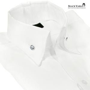BlackVaria サテンシャツ 無地 ドレスシャツ スキッパー パウダーサテン ボタンダウン スリム 日本製 メンズ(ホワイト白) 201354｜BLACK VARIA