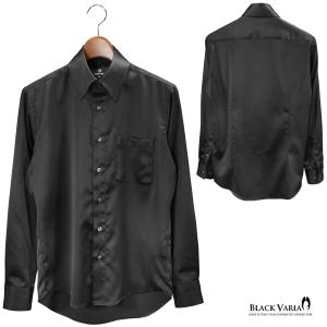 BlackVaria サテンシャツ 無地 ドレ...の詳細画像4