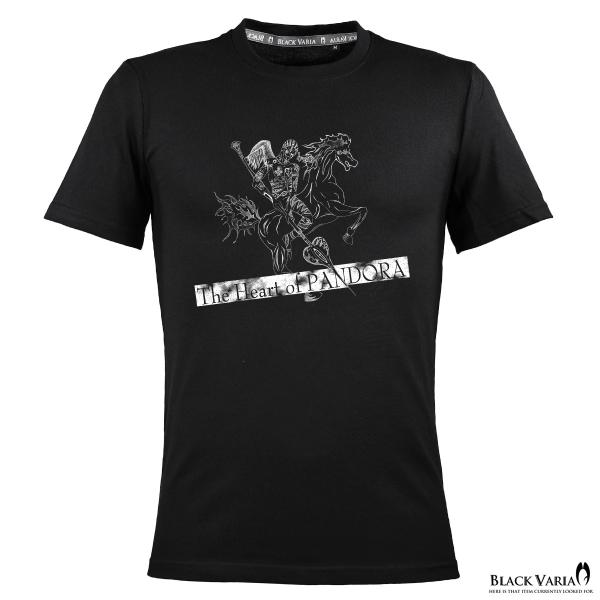 BlackVaria Tシャツ ナイトライダー 堕天使 バーニングホース モノトーン クルーネック ...