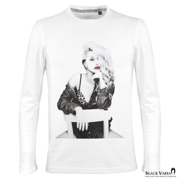 BlackVaria Tシャツ ガール セクシー レディ フォトプリント クルーネック 丸首 長袖T...