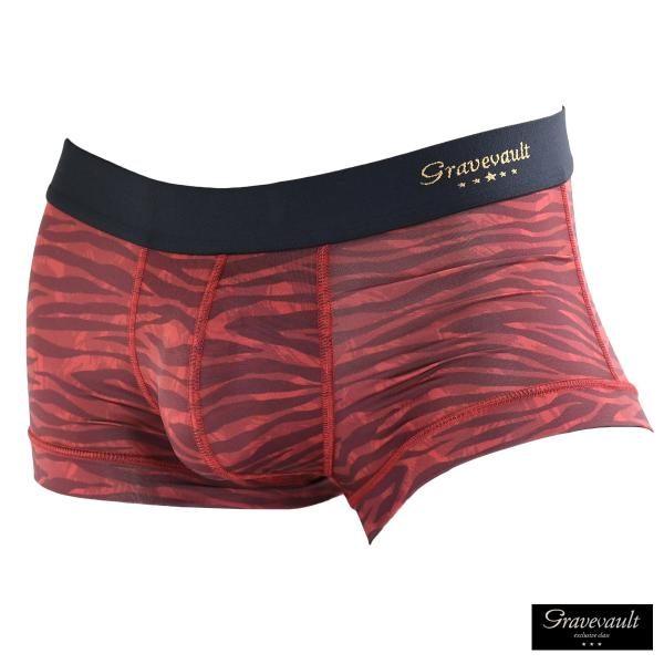 GRAVEVAULT ボクサーパンツ ローライズ タイガー 虎 雷 パンツ 下着 メンズ(レッド赤)...