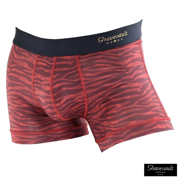 GRAVEVAULT ボクサーパンツ ショート タイガー 虎 雷 パンツ 下着 メンズ(レッド赤) ...