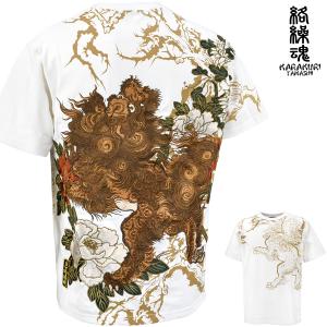 絡繰魂 からくり魂 粋 クルーネック 長袖Tシャツ 群鶏図 伊藤若冲 和柄