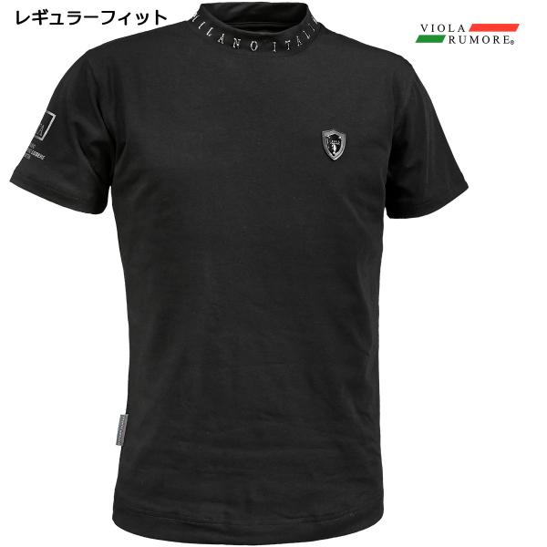 VIOLA rumore ヴィオラルモーレ ビオラ Tシャツ モックネック 襟プリント シンプル 半...