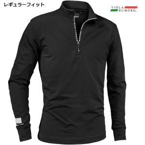 VIOLA rumore ヴィオラルモーレ ビオラ Tシャツ ハーフジップ ロゴファスナー 長袖Tシャツ mens メンズ(ブラック黒) 42106｜mroutlet