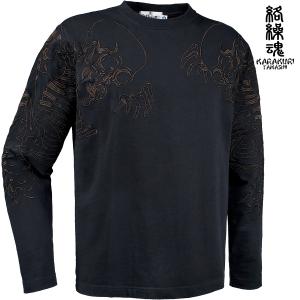 絡繰魂 からくり魂 粋 クルーネック 長袖Tシャツ がしゃどくろ 和柄