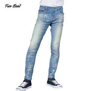 V-men スキニーパンツ リペア加工 ダメージ 細身 クラッシュ