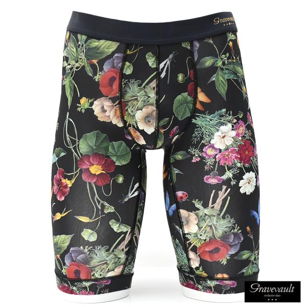 Gravevault ボタニカル 花柄 フローラ ロング ボクサーパンツ 下着 アンダーウェア メン...