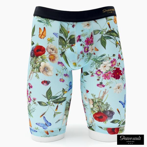 Gravevault ボタニカル 花柄 フローラ ロング ボクサーパンツ 下着 アンダーウェア メン...