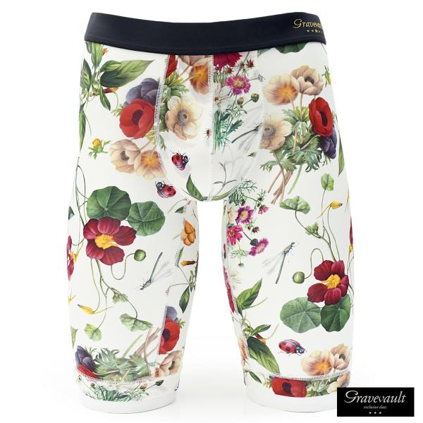 Gravevault ボタニカル 花柄 フローラ ロング ボクサーパンツ 下着 アンダーウェア メン...