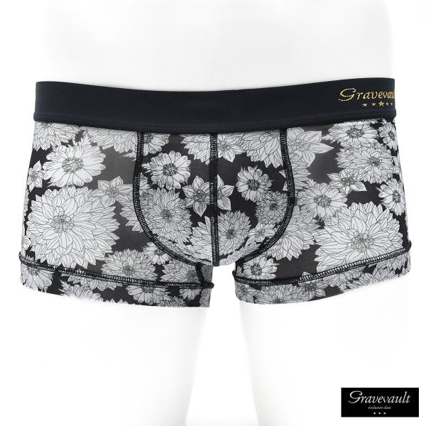 Gravevault ボクサーパンツ ローライズ 花柄 パンツ 日本製 アンダーウェア 下着 メンズ...