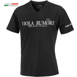 VIOLA rumore ヴィオラルモーレ ビオラ 半袖 Tシャツ Vネック シートPT オーバーステッチ mens メンズ(ブラック黒) 42322｜BLACK VARIA