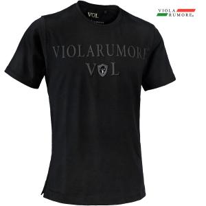 VIOLA rumore ヴィオラルモーレ ビオラ Tシャツ 半袖 クルーネック ロゴPT オーバーステッチ mens メンズ(ブラック黒) 42326｜mroutlet