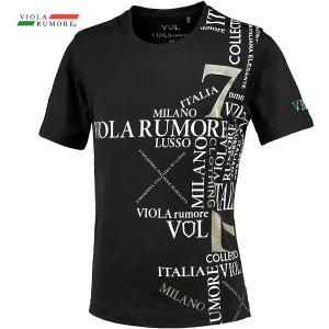 VIOLA rumore ヴィオラルモーレ ビオラ Tシャツ 半袖 クルーネック ロゴPT mens メンズ(ブラック黒) 42332｜mroutlet