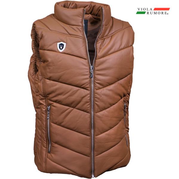 VIOLA rumore ヴィオラルモーレ ビオラ 中綿ベスト 合成皮革 アウター 刺繍 フルジップ...