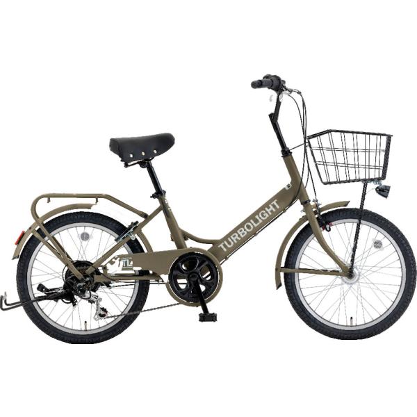 ミニベロ シオノ ターボライト ミニ 20インチ 外装6段 オートライト (フラットカーキ) 20V...