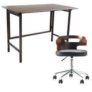 North Orange デスク チェア セット 折りたたみ  2点 在宅 デスク 木製 レザー オフィスチェア キャ