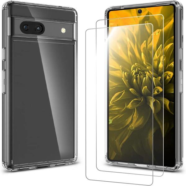 Google Pixel 7a ハイブリッドケース＋ガラスフィルム2枚 セット クリア＆スタンダード...