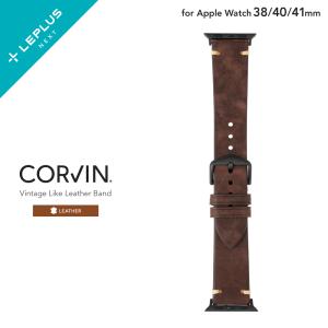 LEPLUS SELECT Apple Watch 38/40/41mm Series 1/2/3/4/5/SE/6/7/8/9 バンド 「CORVIN」 ヴィンテージ調レザーバンド ブラウン メンズ レディース LN-AW41B33BR｜ms-style