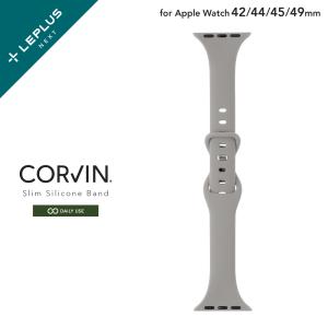 LEPLUS SELECT Apple Watch 42/44/45/49mm Series 1/2/3/4/5/SE/6/7/8/9/Ultra/Ultra 2「CORVIN」 スリムシリコンバンド グレー メンズ レディース LN-AW49B01GY｜ms-style