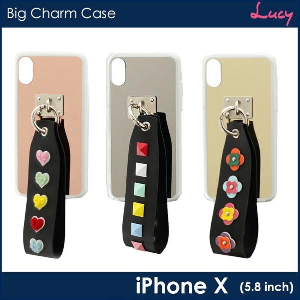 iPhone XS iPhone X ケース Lucy デカベルトチャーム付ミラーハイブリットケース...