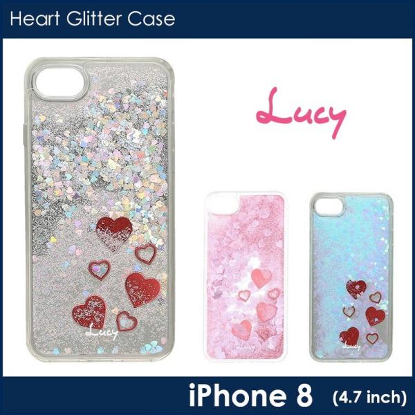 iPhone 8 7 SE2も適合 Lucy ハートグリッターハイブリットケース アイフォン8 プレ...