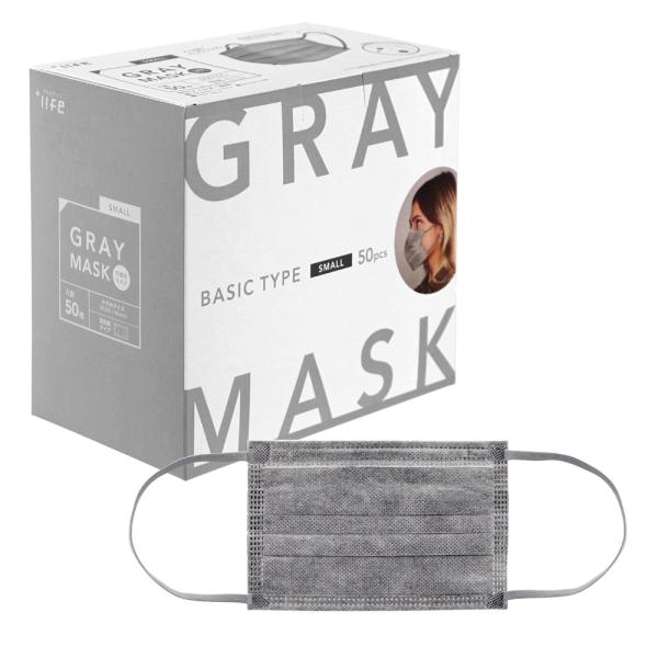 マスク 50枚入り 箱 不織布マスク 耳が痛くなりにくい 個包装あり 小さめサイズ グレー 花粉 細...