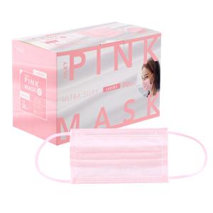 マスク 50枚入り 箱 不織布マスク 接触冷感 ウルトラシルキー 個包装あり レディースサイズ シルキーピンク 花粉 細菌 ホコリ フィルター ボックス