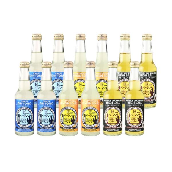 匠バーテンダー家飲みカクテル ジントニック・ウォッカレモンサワー・ウイスキー岡山ハイボール12本セッ...