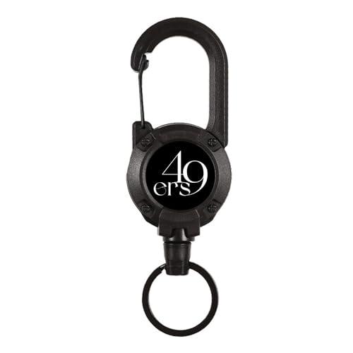 キーバックリール カラビナ付 ブラック リールキーホルダー 強力 ピンオンリール キーリール 金属ワ...