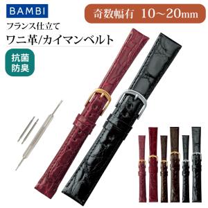 カイマン ワニ革 ロングサイズ 腕時計ベルト 16mm 17mm 18mm