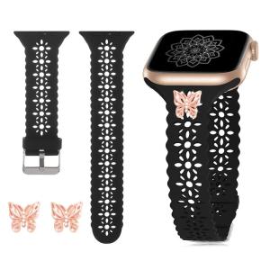 コンパチブル Apple Watch バンド アップルウォッチ バンド おしゃれ 人気 透かし彫り シリコン素材のスポーツバンド 交換ベルト