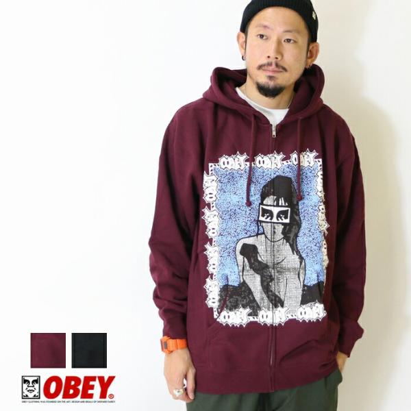 OBEY オベイ パーカー スウェット ジップアップ ビッグシルエット オーバーサイズ ストリート ...