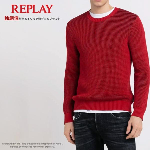 【セール 20％OFF】REPLAY リプレイ ニット セーター クルーネック プルオーバー 長袖 ...