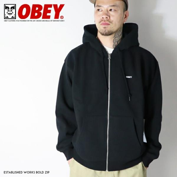 OBEY オベイ パーカー スウェット ジップアップ オーバーサイズ シェパード・フェアリー グラフ...