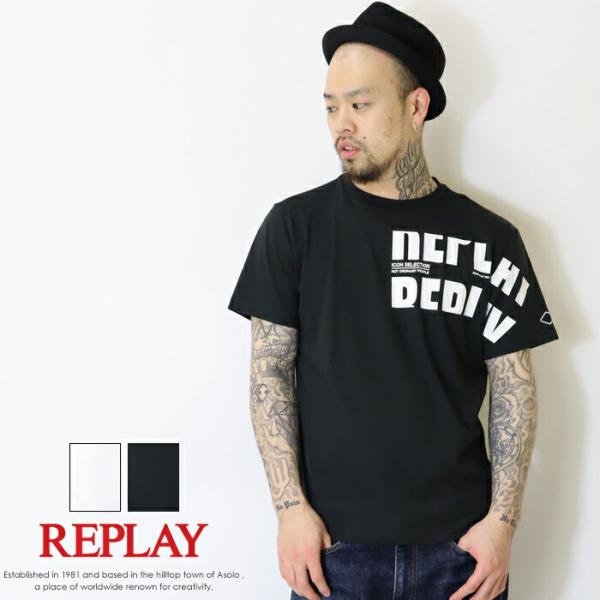 【セール 30％OFF】 REPLAY リプレイ tシャツ 半袖 半t プリント ロゴ アメカジ メ...