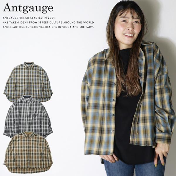 antgauge アントゲージ 長袖シャツ チェックシャツ ポケット レディース lady's GB...
