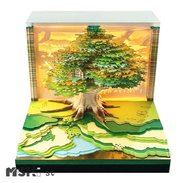 2025年卓上カレンダー、3Dメモパッドライト付きペーパーアート、3Dペーパーアートメモ帳、面白いツ...