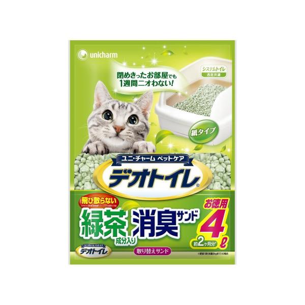 ユニ・チャーム株式会社ペットケアカンパニ デオトイレ 飛び散らない緑茶・消臭サンド４Ｌ ４５２０６９...