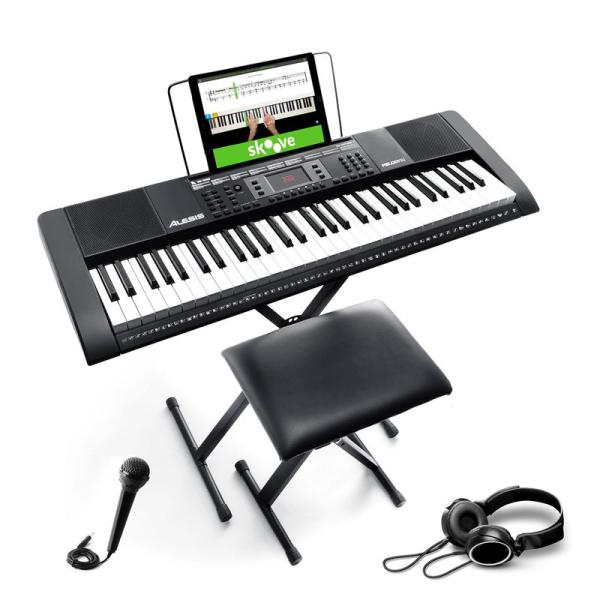 Alesis 電子キーボード 61鍵盤 ヘッドホン スタンド 椅子 コンパクト オンラインレッスン付...