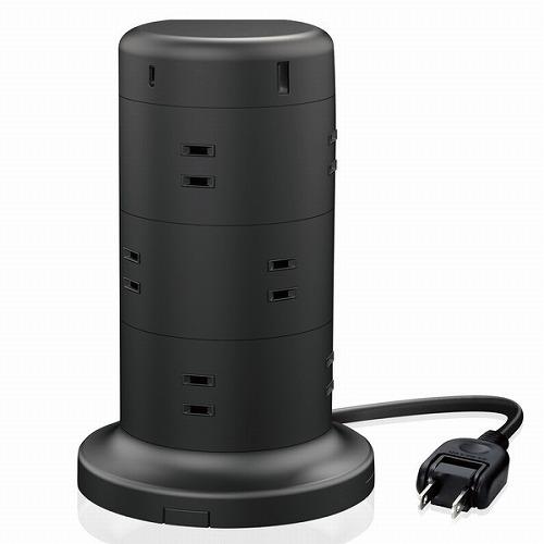 エレコム 電源タップ コンセント×12個口 (USB-C×2 USB-A×3) 45W タワー型 ブ...