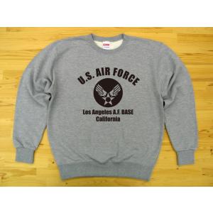 U.S. AIR FORCE 杢グレー 9.7oz トレーナー スウェット 紺色プリント