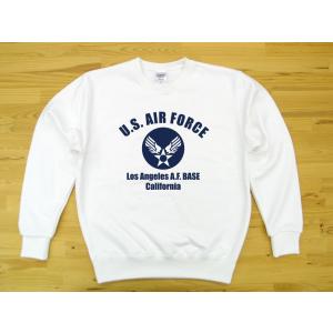 U.S. AIR FORCE 杢グレー 9.7oz トレーナー スウェット 紺色プリント
