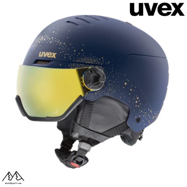 ウベックス レディース スキー バイザーヘルメット ポーラスパークルズゴールドマット UVEX wa...