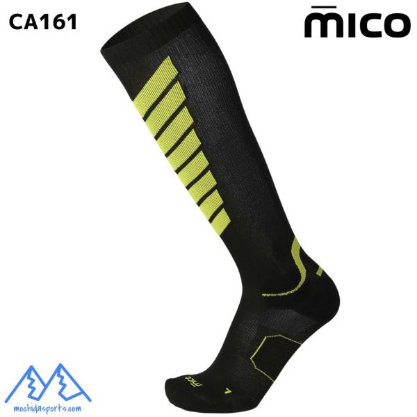 ミコ 161 薄手 スキーソックス ブラック イエロー MICO CA-161 160 OXI-JE...