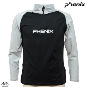 フェニックス ジュニア スキー アンダーシャツ インナー ハーフジップ ブラック PHENIX RETRO70 Jr 1/2 ZIP TEE BLACK ESB22LS01 130 140 150 160｜msp-net