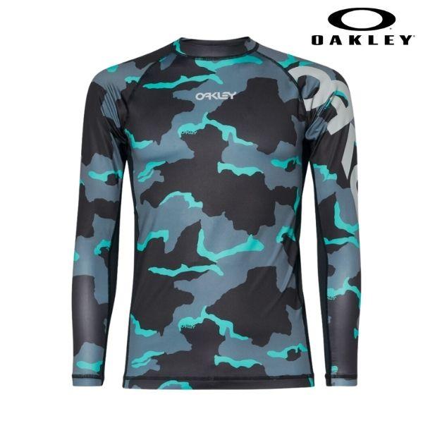 オークリー ラッシュガード 長袖 水着 サーフィン ボディボード 海水浴 ブラックカモ OAKLEY...