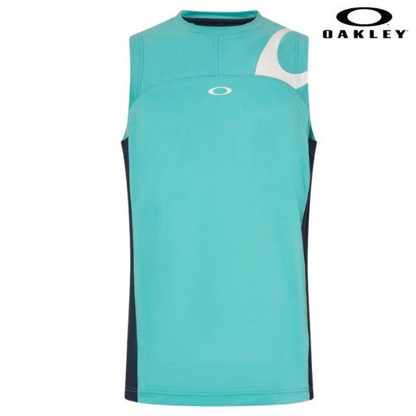 オークリー タンクトップ ノースリーブ シャツ ライトブルー/ネイビー 接触冷感 OAKLEY En...